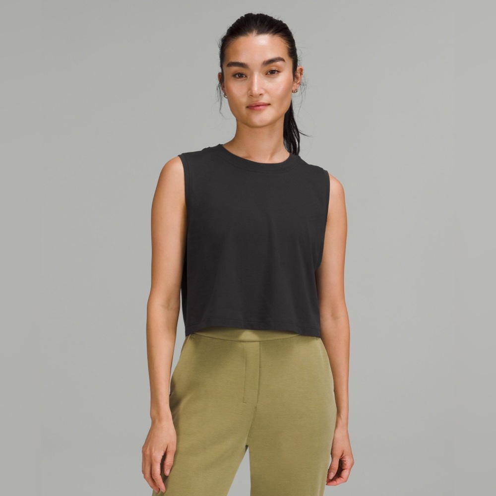 All Yours Cropped Cotton Tank Top, Size 8